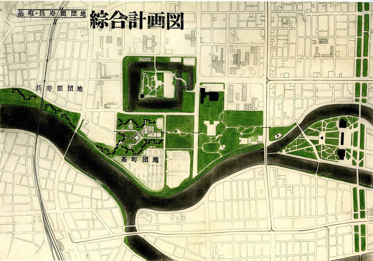 Masato Otaka. Matomachi Apartments, Hiroshima, master plan, 1969-78 (National Archives of Modern Architecture)